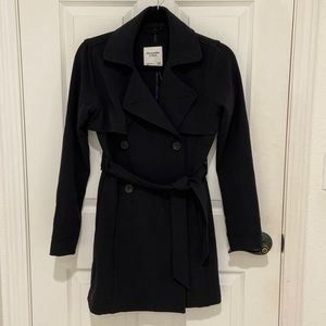 Abercrombie & Fitch Black Trench Coat XXS - NWT